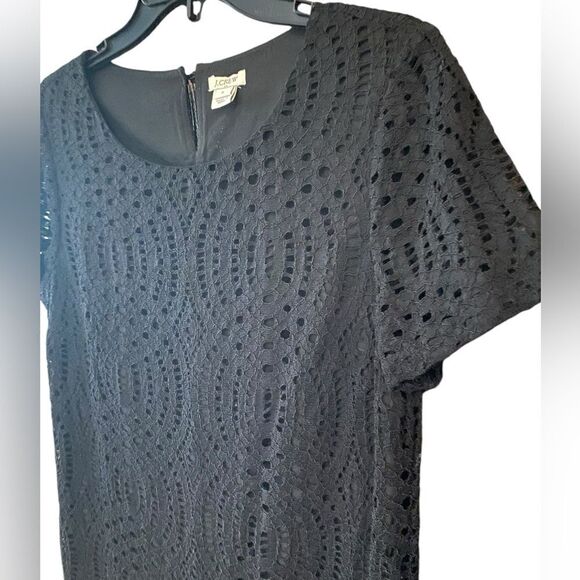 J. Crew Sz 6 Black Crochet Lace Classic Little Black Date Night Evening Dress - Picture 4 of 7